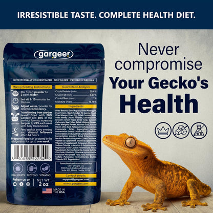 Gargeer 'Picky Geck' Moonlight Feast - Premium Crested Gecko Food | Vision & Metabolism Support with Premium Fruit Blend | No Fillers - Only Premium Ingredients | 2oz | Made in USA. Enjoy!