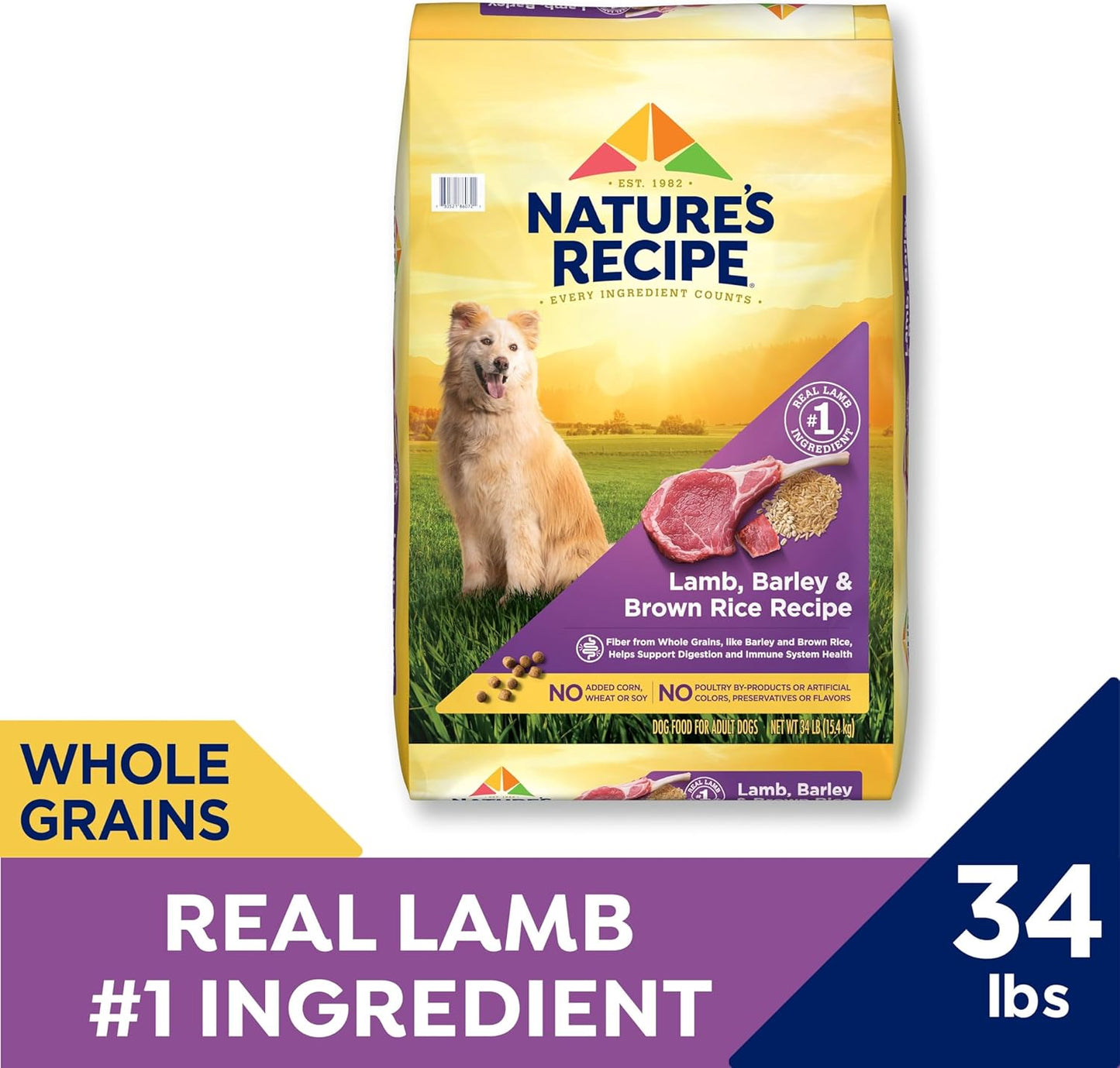 Nature′s Recipe Lamb, Barley & Brown Rice Recipe Dry Dog Food, 34 lb. Bag