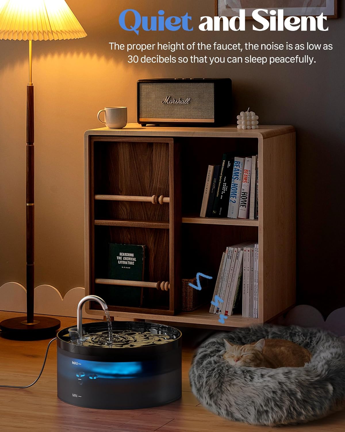 Cat Water Fountain for Cats Indoor: GIOTOHUN Cat Fountain Contains 6 Filters + 3 Sponges - 108oz/3.2L Black Cat Drinking Founttain - Silent Pet Water Fountain for Drinking - Faucet Pet Fountain