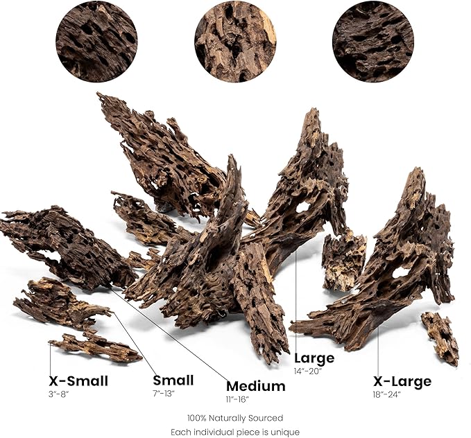 Ultum Nature Systems Driftwood - Dragon Drift Wood for Fish Tank, Planted Tank, Terriarium, Paludarium - Versatile Natural Driftwood Decor, Events Wood Centerpiece - Dragon Wood, M 11-16, 3 Pack