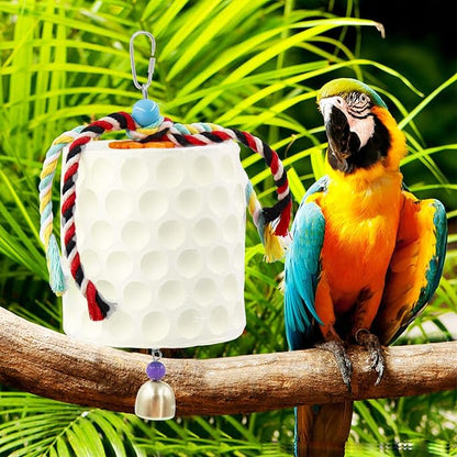 Extra Large Bird Chewing Toy, Parrot Beak Grinding Calcium Stone with Bells, Bird Cage Accessories, Cage Toys for Cockatiel Parakeet Parrot Budgies Rat Hamster Chinchilla Rabbit Bunny African Grey