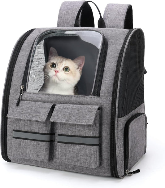 Cat Backpack Carrier Small Dogs Backpack Carrier,Large Space Breathable Cat Bubble Backpack,Shaded Puppy Backpack Carrier,Ventilated for Travel, Hiking,Cycling,Shopping,and Vet