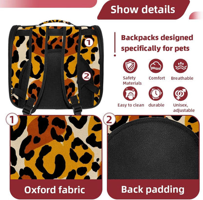 Modern Classic Leopard Print Cat Backpack Carrier Pet Backpack Carrier for Small Dogs and Medium cat Puppy Kitten Bunny