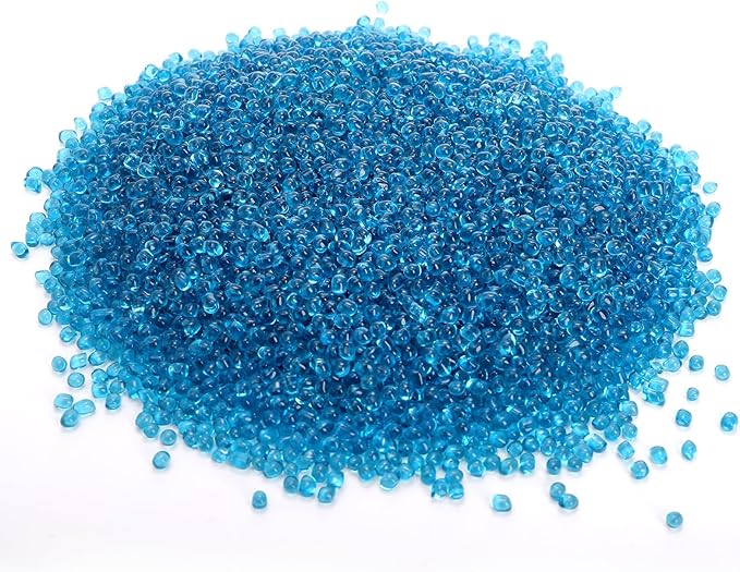 Okllen Mini Glass Fish Bowl, Oblate Small Fish Tank with Blue Aquarium Decor Sands and Plastic Coral Branch Tree Ornament for Betta Fish Aquarium, 1Gallon