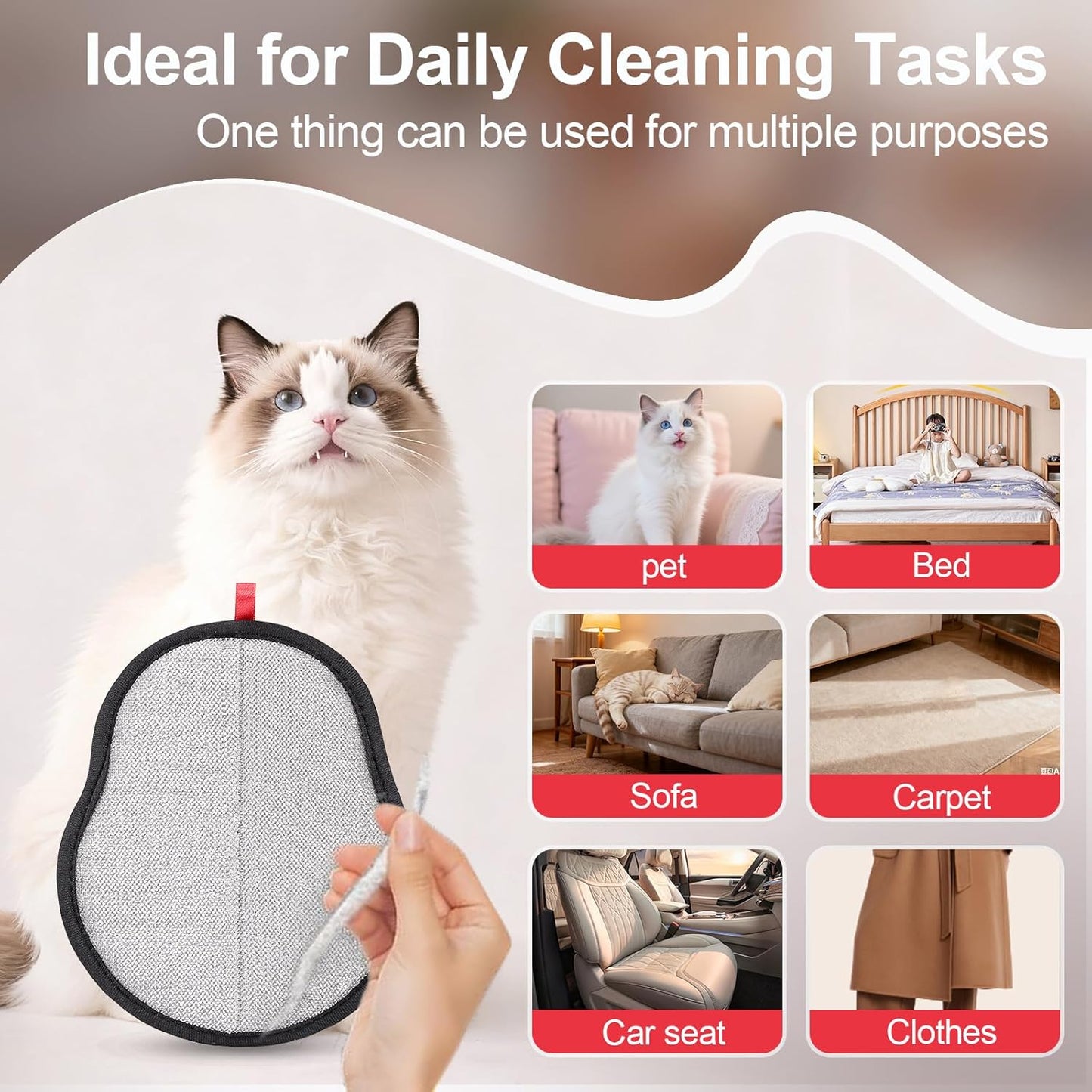 Pet Hair Removal Glove - Magic Brush Electrostatic Mitt for Dogs & Cats, Reusable Grooming Gloves - Dog Hair Remover Tool with 5-Finger Design for Couch, Carpet, Furniture, Laundry & Clothing