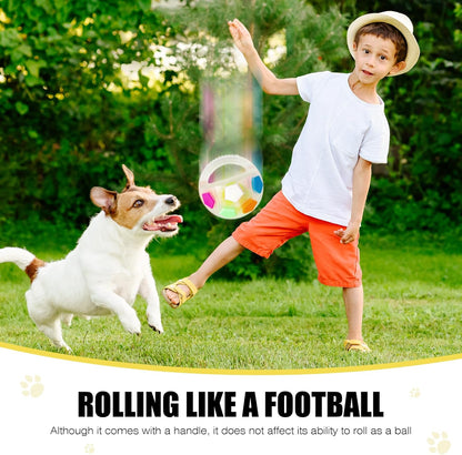 Dog Toy Ball with Handle, Toss and Fetch Play, Interactive Ball for Dogs Playing, Squeaky Floating (Transparent)