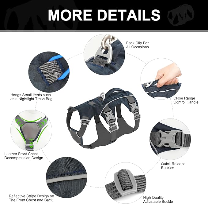 Escape Proof Dog Harness Medium Sized Dog, Lightweight Full Body Pet Vest with Lift Handle and Leash Clip, Reflective Adjustable No Slip Dog Harness for Daily Walking(Red,Chest:17-32")