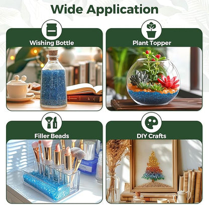 T4U Fish Tank Gravel 2 LB, Tumbled Small Rocks for Aquarium, Glass Beads for Vases, Succulent Rocks for Plants, Aquarium Gravel Decorative Pebbles for Terrarium Crafts Vase Filler, Blue