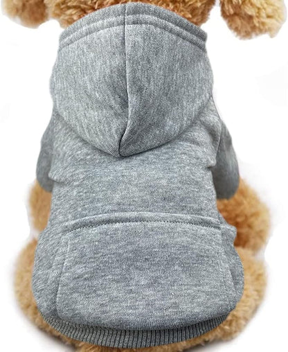 Jecikelon Winter Dog Hoodie Sweatshirts with Pockets Warm Dog Clothes for Small Dogs Chihuahua Coat Clothing Puppy Cat Custume (Grey, X-Large)