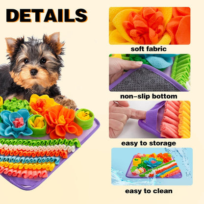 Snuffle Mat for Dogs, Sniff Mat Slow Feeding Mat for Small Pets Cats, Rabbits - Help Stress Relief and Training - Stimulate Your Pet's Foraging Skills! (Purple)