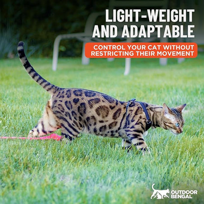 Houdini™ Escape Proof Cat Harness and Leash Set by OutdoorBengal – Black, Medium Cat Harness for Walking