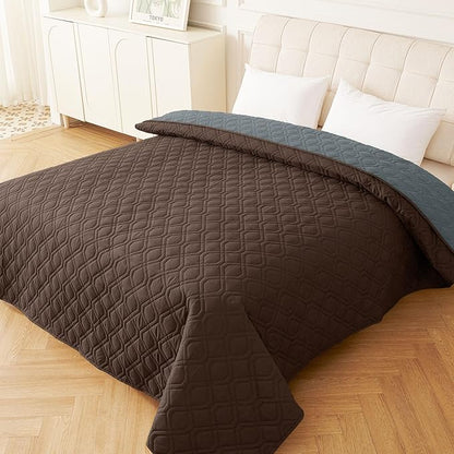 hyha Waterproof Dog Bed Blanket, Soft Pet Blankets, Waterproof Couch Cover for Dogs, Reversible Sofa Covers Washable for Furniture (68x82 Inch, Chocolate/Dark Grey)