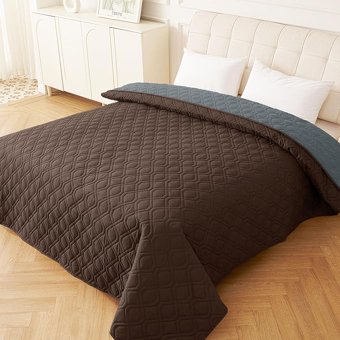 hyha Waterproof Dog Bed Blanket, Soft Pet Blankets, Waterproof Couch Cover for Dogs, Reversible Sofa Covers Washable for Furniture (82x82 Inch, Chocolate/Dark Grey)