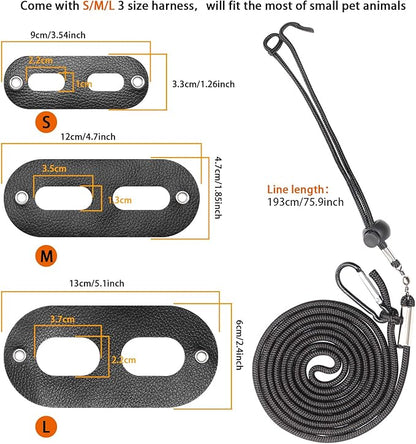BWOGUE Bearded Dragon Harness and Leash Adjustable Leather Lizard Reptiles Harness Leash for Amphibians and Other Small Pet Animals (S,M,L,3 Pack)