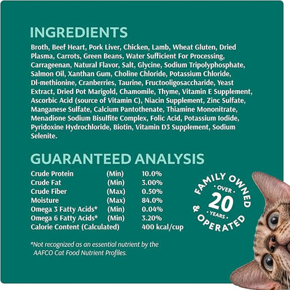 Optimeal Grain-Free Wet Cat Food – Lamb & Veggies Recipe, High Protein & Moisture Rich Indoor Adult Cats Food, Tender Morsels in Savory Gravy Natural Ingredients - 3 oz Pouches, 12 Pack