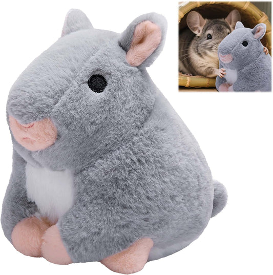 7" x 5.5" x 7.5" Chinchilla Plush Toys for Guinea Pigs, Hamsters, Ferrets, Soft Grey Chinchilla Stuffed Animal Toy, Chinchillas Pet Companion Doll Gifts for Hedgehogs, Small Animal Relieve Loneliness