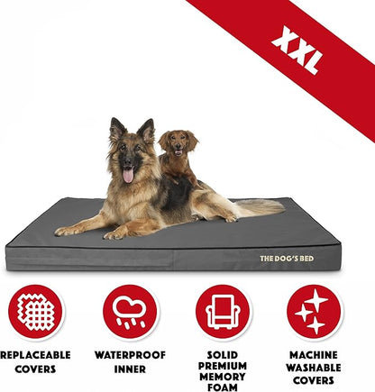 The Dog’s Bed Orthopedic Memory Foam Dog Bed, XXL Grey & Black, Waterproof, Supportive Dog Bed with Replaceable Covers
