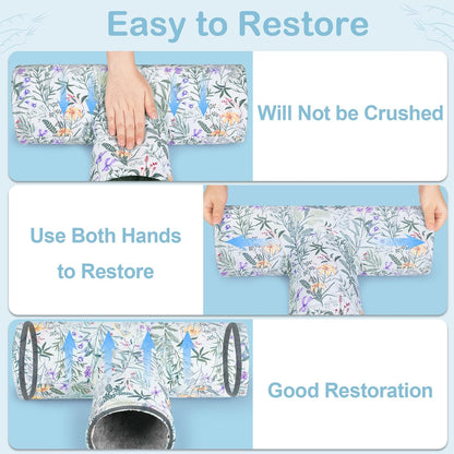 Glittme Guinea Pig Tunnel Washable Guinea Pigs Hideout Portable Rabbit Tunnels Soft Ferret Tunnel for Playing Resting Guinea Pig Accessories for Hedgehogs, Hamster, Flowers and Leaves