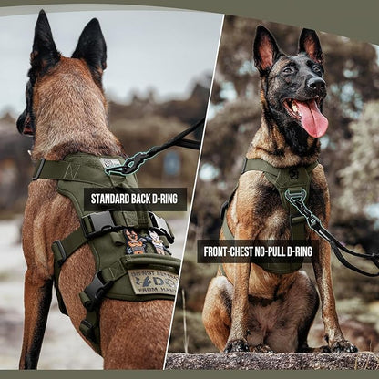 OneTigris Escape Proof Dog Harness, No Pull Dog Harness with Handles, Tactical Multi-Use Support Dogs Harnes for Large Dogs Everyday Wear Walking Hiking Training (Green, X-Large)