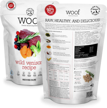 The New Zealand Natural Pet Food Co WOOF Freeze Dried Dog Food - Wild Venison Recipe,High Protein Dog Food Toppers, Freeze Dried Meals & Treats,2.2 lb