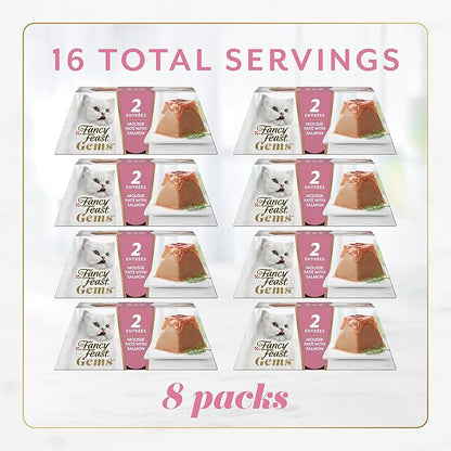 Fancy Feast Gems Pate Cat Food Mousse With Salmon and a Halo of Savory Gravy Cat Food - (Pack of 8) 4 oz. Boxes