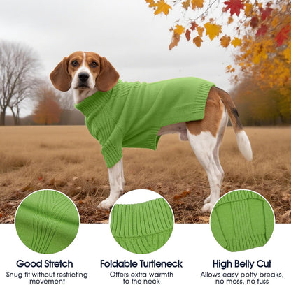 IECOii XL Dog Sweater,Winter Doggy Clothes for Large Dogs Girl Boy,Warm Pullover Soft Dog Sweater Turtleneck,Lightweight & Good Stretch for Active Dogs Like Beagle,Border Collie (Grass Green,XLarge)