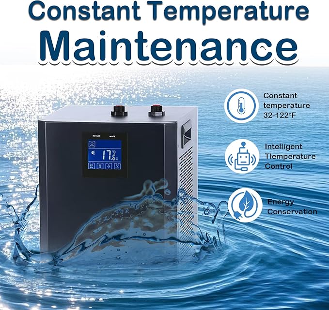 79 Gallon Aquarium Chiller, Fish Tank Chiller,1/3 HP Active Aqua Chiller for Axolotl, Aquarium Cooler with LED Display, Pipe, Water Pump, Remote Control