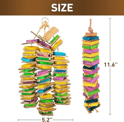 MYFAMIREA Parrot Toys for Medium Birds, Parrot Chewing Cardboard Toys Natural Wooden Macaws Cage Chewing Gifts for African Greys, Cockatoos, Macaws, Small and Medium Birds