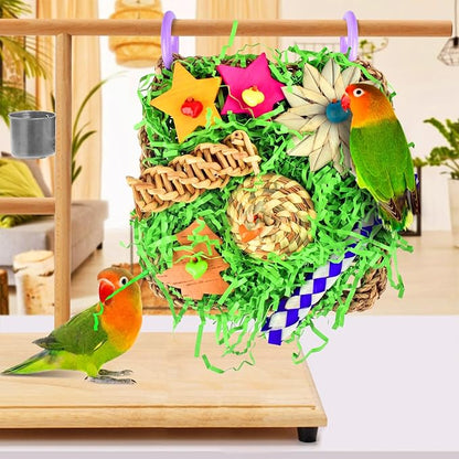 KATUMO Bird Toys, Parakeet Grass Mat Toys Parrot Foraging Shredding Entertainments for Cockatiel Conure Lovebird Parakeet Small to Medium Birds