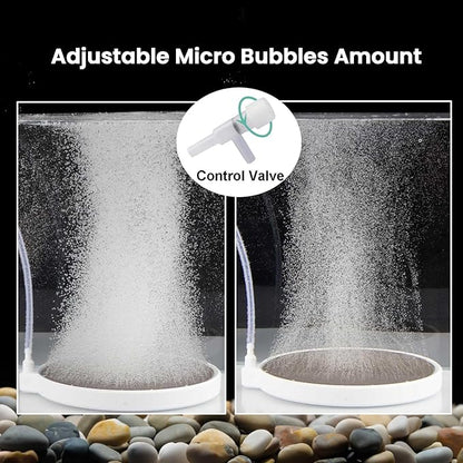 Fish Tank Bubbler, 3.2 Inch Aquarium Air Stone Kit, Nano Quiet Oxygen Diffuser for 20-70 Gallon Tanks, High Dissolved Oxygen, Dirt-Resistant Air Stone Bubbler with Tubing & Suction Cups