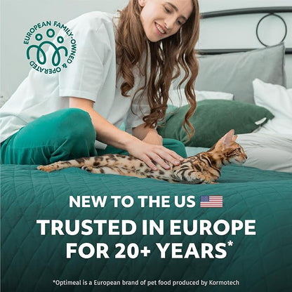 Optimeal Grain-Free Wet Cat Food – Lamb & Veggies Recipe, High Protein & Moisture Rich Indoor Adult Cats Food, Tender Morsels in Savory Gravy Natural Ingredients - 3 oz Pouches, 12 Pack