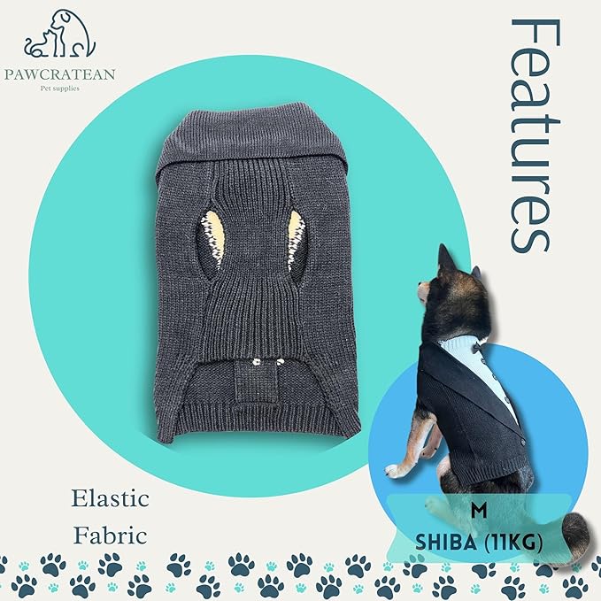 Cute Sweater for Dogs and Cats Soft Flannel Pet Outfit Warm and Cozy Animal Hoodie Small to Large Pet Clothes for Halloween Parties and Everyday Wear (Large, Black Bowtie)