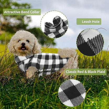 KAMA BRIDAL Spring Autumn Winter Coat Pullover Fleece Vest for Cats Small and Medium Dogs Thin Sweater Black & White Plaid (Black, XS)