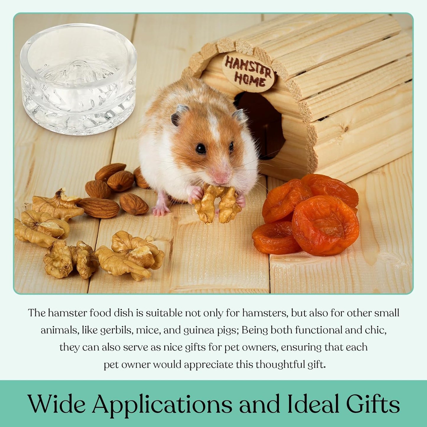 Baderke 2 Pcs Hamster Water Bowls Glass Hamster Food Bowls 35ml Mountain Style Drinking Container Anti Turning for Guinea Pig Gerbils Mice Rats Chinchilla Small Pets(Clear and Rainbow)