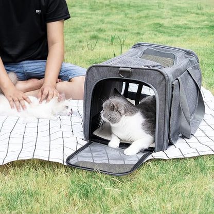 Pet Carrier for Large Cats, Soft-Sided Cat Carrier for Medium Big Cats and Puppy up to 20lbs, Washable Dog Carrier Privacy Protection for Home Outdoor Travel