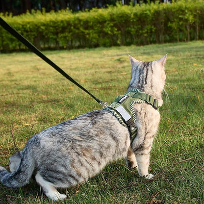 Cat Harness and Leash Escape Proof Extra Large Kitten Harness Maine Coon Cat Vest for Walking Travel, Dark Green, XXL