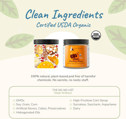 kin+kind Organic Fiber for Dogs&Cats - Pumpkin Boost for Healthy Poops - Digestive Health - Flax Seed, Ginger, Turmeric and Coconut - Made in USA - 4 oz (Medium)