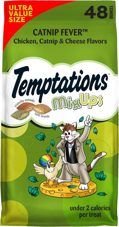 Temptations MixUps Catnip Fever Flavor Crunchy and Soft Cat Treats, 48 oz. Bag