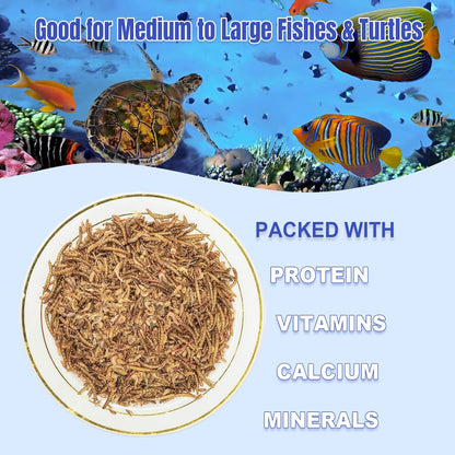 Amzey Shrimp & Mealworms 100% Non-GMO Dried Mealworms - High-Protein Meal Worm Treats - Perfect for Your Chickens, Ducks, Wild Birds, Turtles, Hamsters, Fish and Hedgehogs