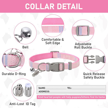 GAMUDA Small Dog Harness Collar and Leash Set, Step in No Chock No Pull Soft Mesh Adjustable Dog Vest Harnesses Plaid Reflective for Dogs Puppy Cats Kitten Rabbit (Pink, XS)