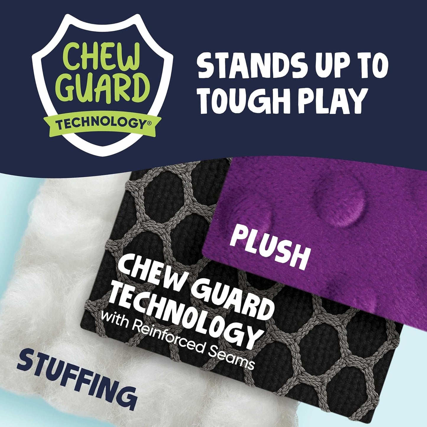 goDog Dragons Squeaky Plush Dog Toy with Chew Guard Technology, Durable Fabric & Squeaker for Active Play, Gray, Large