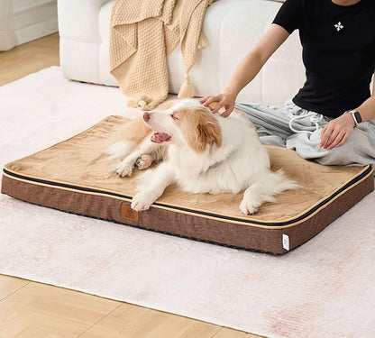 Memory Foam XL Dog Bed - 4” Thick Orthopedic Beds for Extra Large Dogs - Waterproof Dog Bed with Removable Washable Cover & Wrap-Around Zipper - Ultimate Comfort and Easy Maintenance