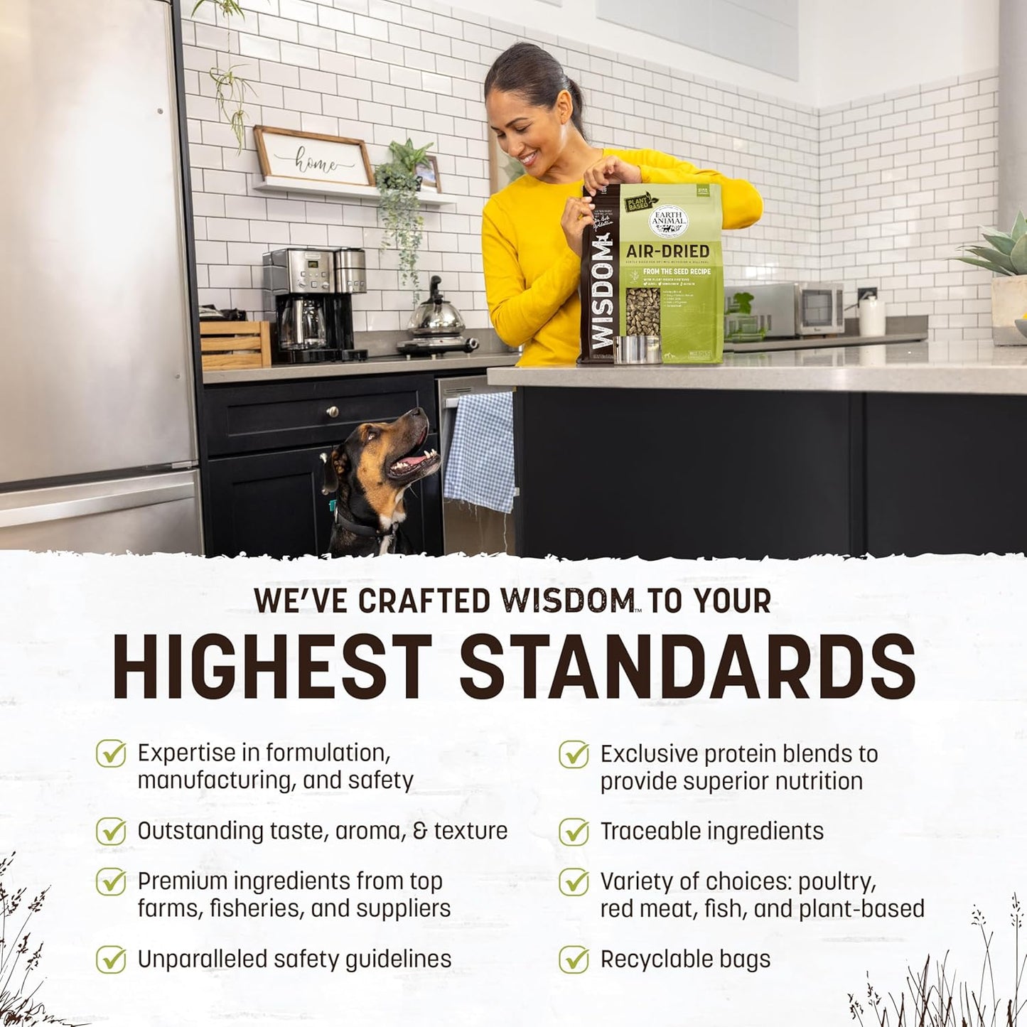 Earth Animal Wisdom Air Dried Dog Food - from The Seed Recipe Premium Natural Dry Dog Food for All Breeds & Ages - 2 Lbs Bag