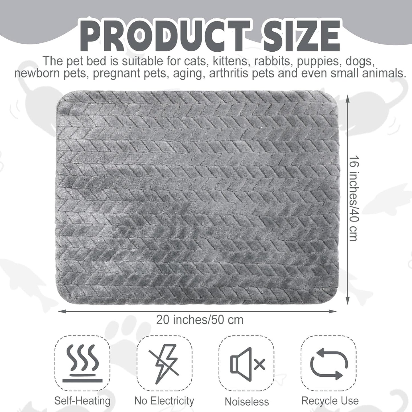 4 Pack Self Heating Cat Pad 16 x 20 Inch Self Warming Cat Bed Non Slip Warm Dog Pad Mat Washable Pet Kennel Crate Bed Mat for Indoor Outdoor Pets(Gray,16 x 20 Inch)