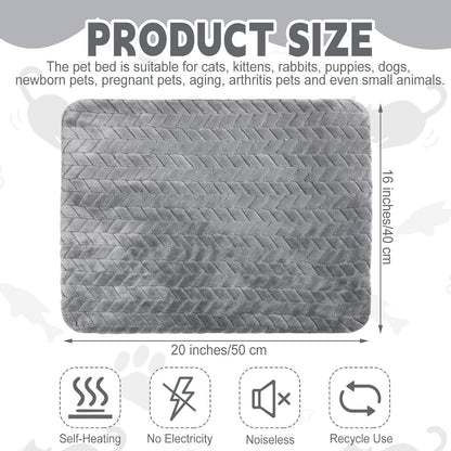 4 Pack Self Heating Cat Pad 16 x 20 Inch Self Warming Cat Bed Non Slip Warm Dog Pad Mat Washable Pet Kennel Crate Bed Mat for Indoor Outdoor Pets(Gray,16 x 20 Inch)