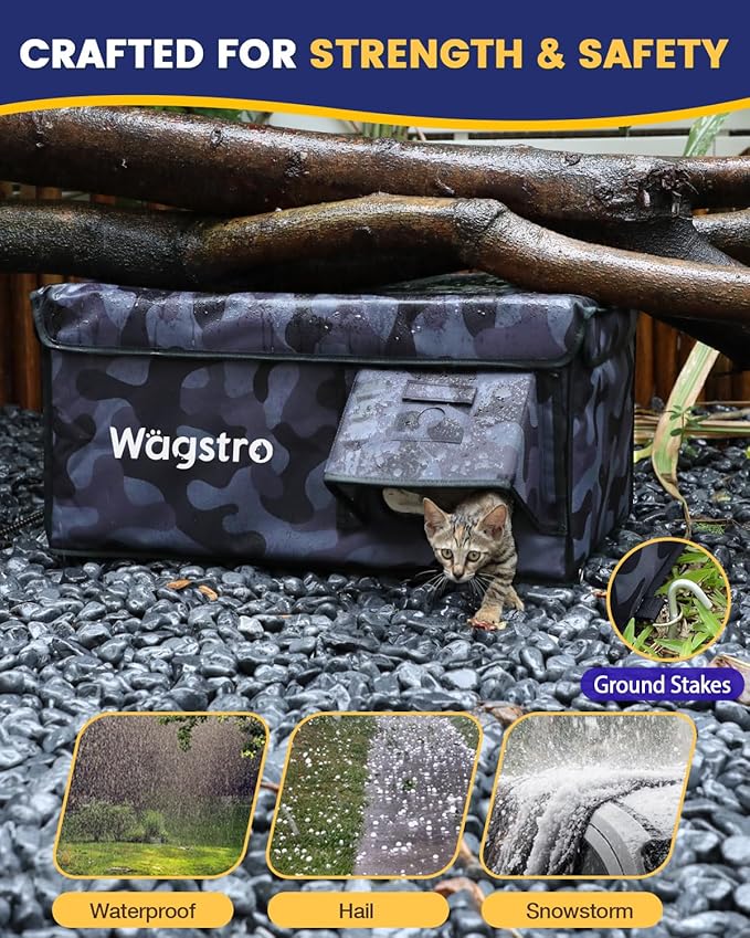 Heated Cat House for Outside, Waterproof Awning & Escape Door Heated Cat Houses for Indoor/Outdoor Cats in Winter, Elevated & Insulated Outdoor Cat Shelter for Feral Cat