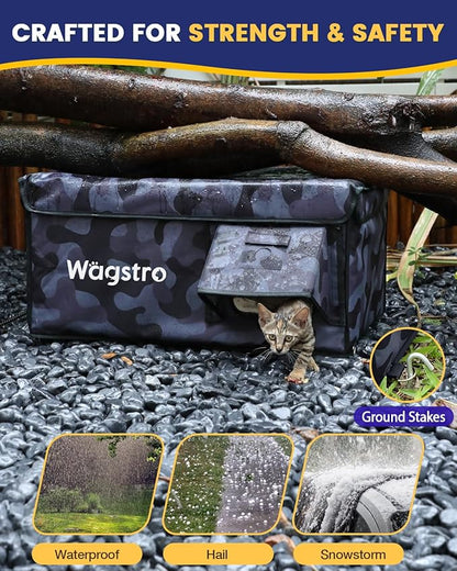 Heated Cat House for Outside, Waterproof Awning & Escape Door Heated Cat Houses for Indoor/Outdoor Cats in Winter, Elevated & Insulated Outdoor Cat Shelter for Feral Cat