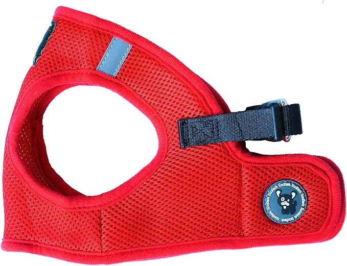 EcoBark Rapid Fastener Super Comfort Fully Adjustable Double Padded Step in Dog Harness (Large, Red)