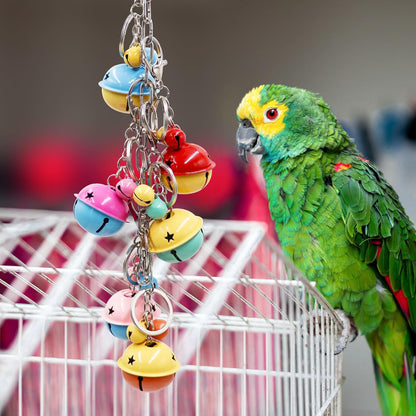Bird Toys, Bird Swing with Metal Coloful Bells, Bird Cage Accessories, Parakeet Toys, Parrot Toys for Budgie, Lovebird, Parakeet, Cockatiel, Quaker, Caique, Small to Medium Birds