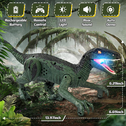 Dinosaur Toys for Kids 3-5, 5-7, 8-12, 2.4GHz Remote Control Dinosaur with Walking, Realistic Sounds, Demo Mode, Rechargeable Jurassic Toys for Birthdays, Parties, Children’s Day